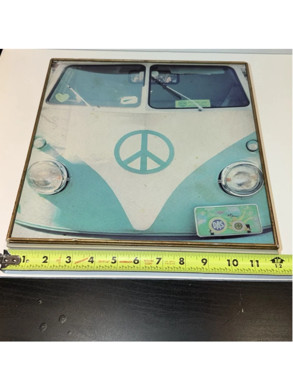 Target Retro VW Bus Canvas Wall Art Peace Sign Turquoise 12x12 Target Decor READ